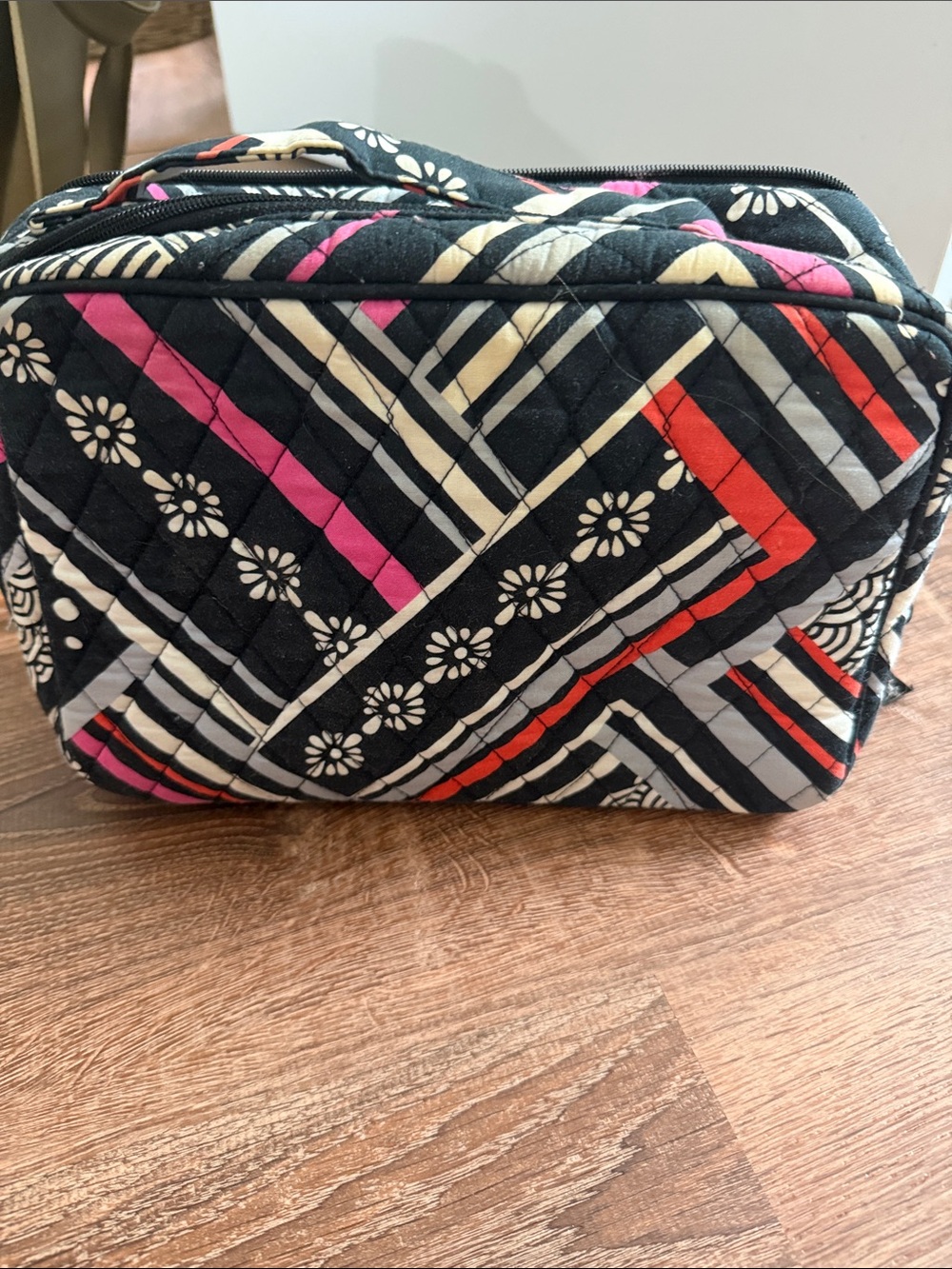 Vera Bradley Black with Pink & Cream Patterned Cosmetic Case - Picture 2 of 4